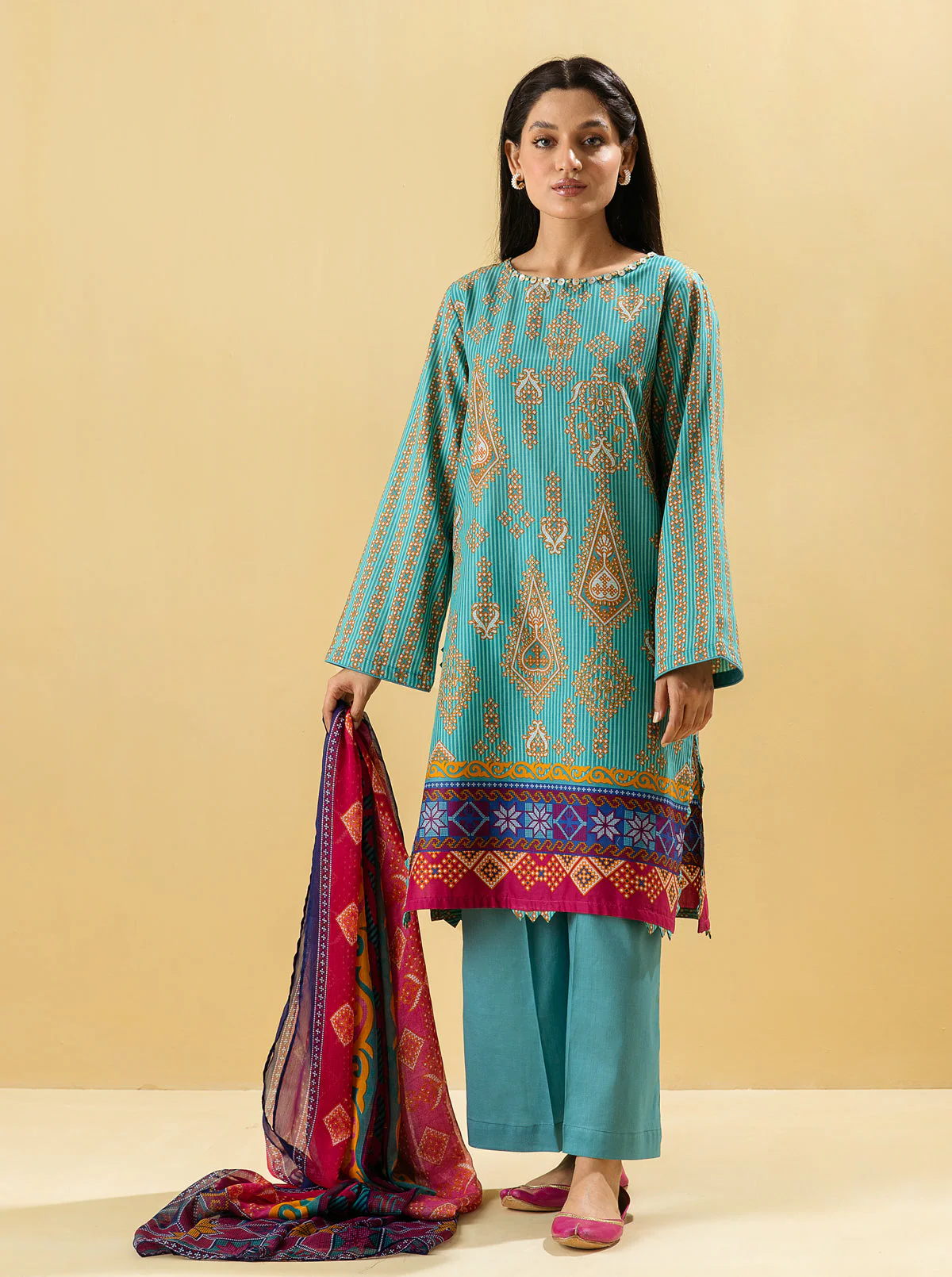 3 PIECE - PRINTED LAWN SUIT - MYTHIC JEWEL - Image 3