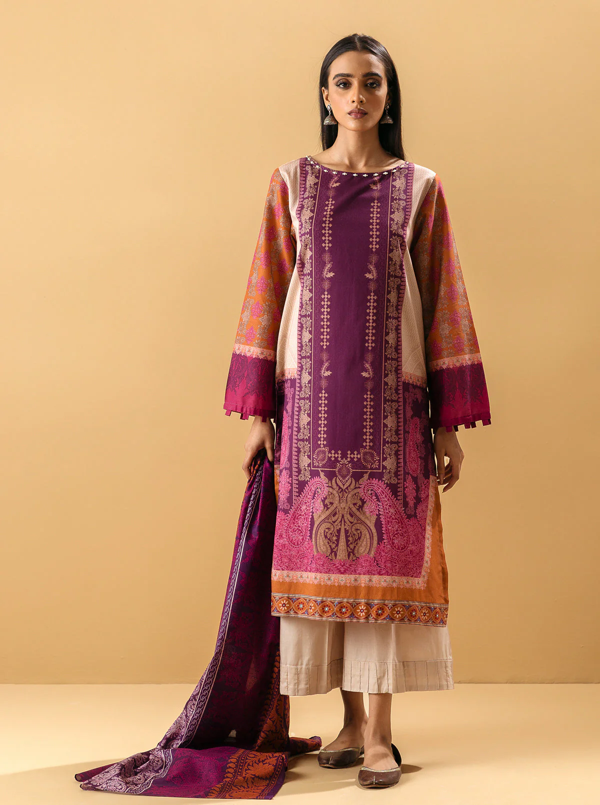 3 PIECE - PRINTED LAWN SUIT - REGAL PLUMERIA - Image 3