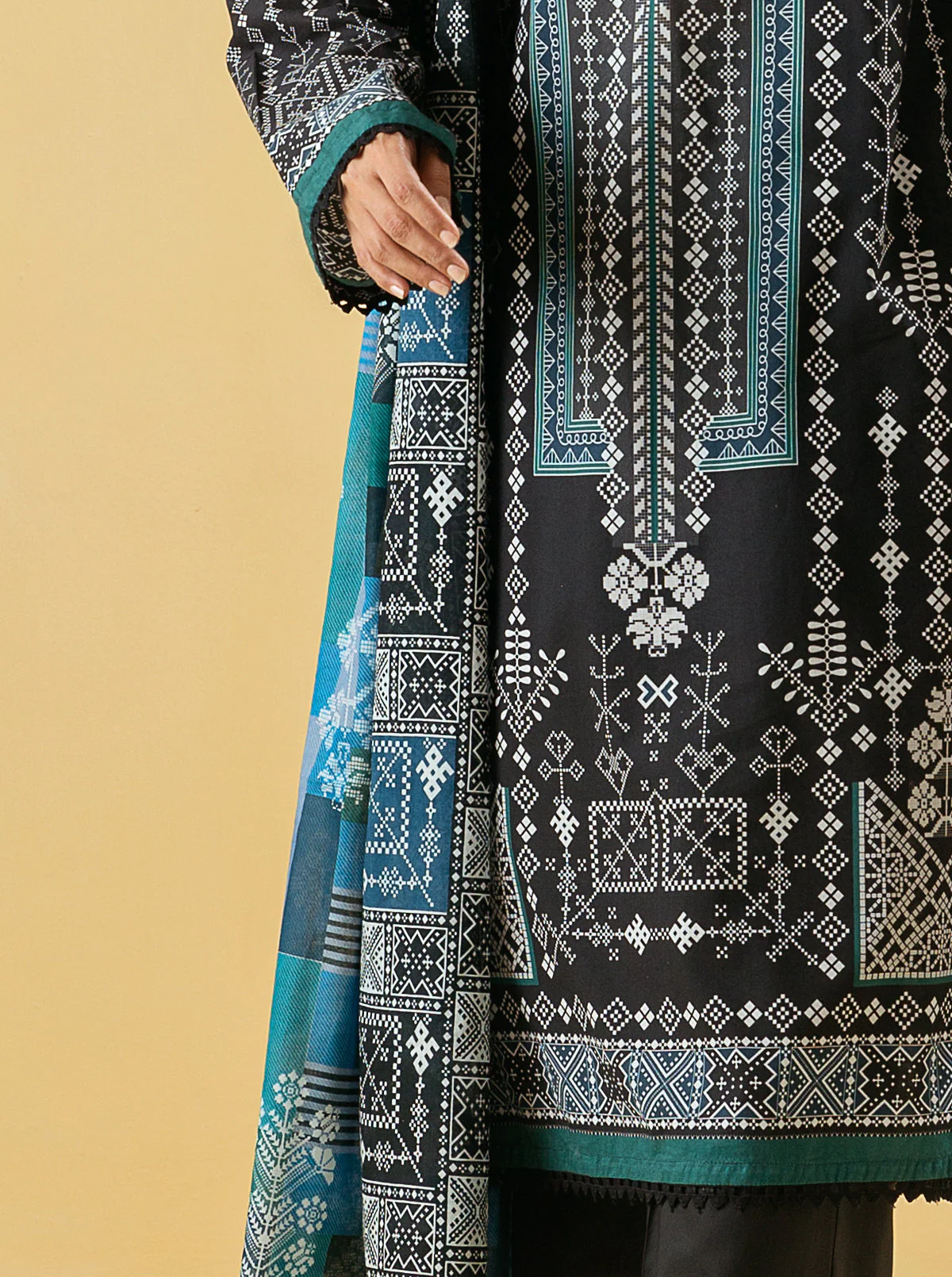 3 PIECE - PRINTED LAWN SUIT - ETHNIC TREASURE - Image 2
