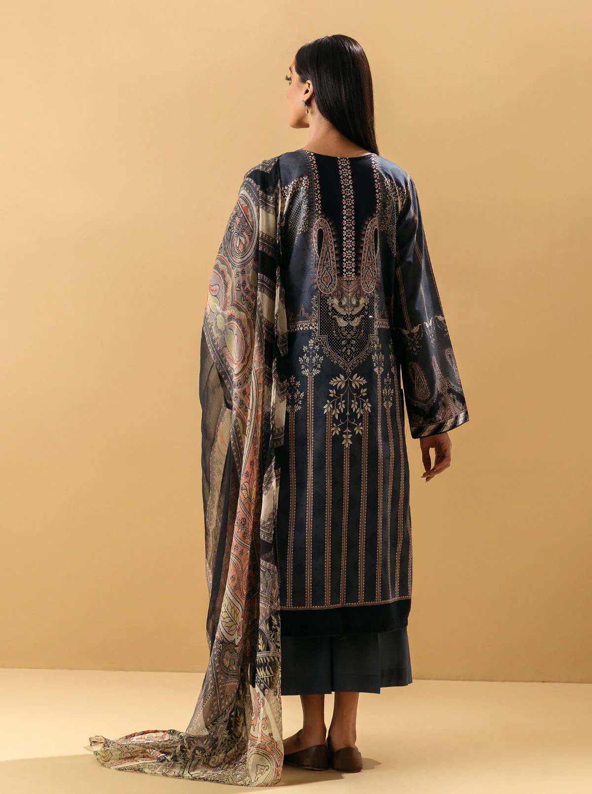 3 PIECE - PRINTED LAWN SUIT - BLUE HORIZON - Image 5