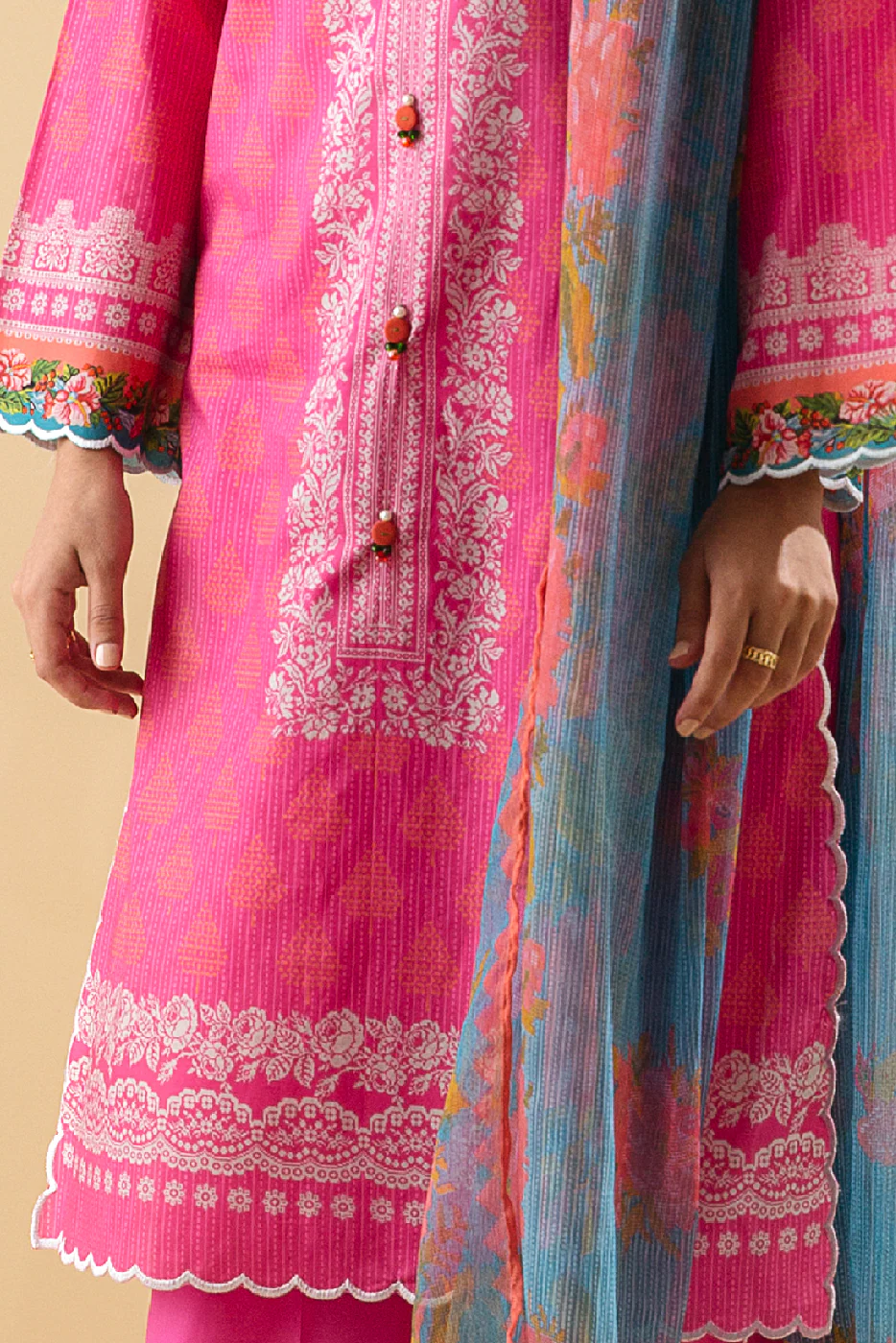 3 PIECE - PRINTED LAWN SUIT - ENCHANTED CAMELLIA - Image 2