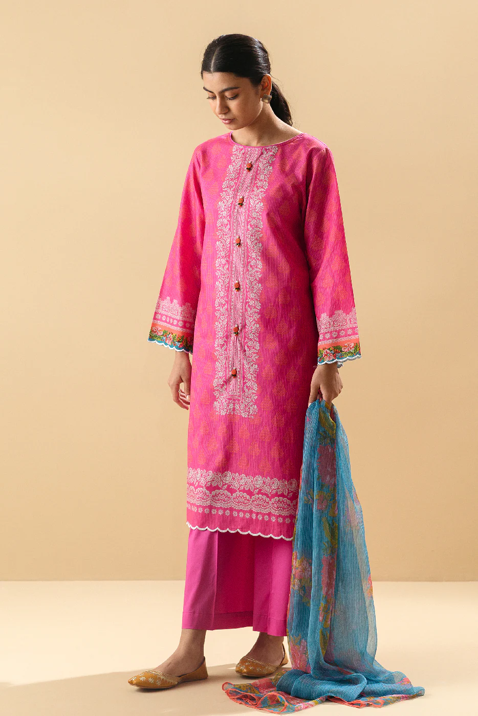 3 PIECE - PRINTED LAWN SUIT - ENCHANTED CAMELLIA - Image 4