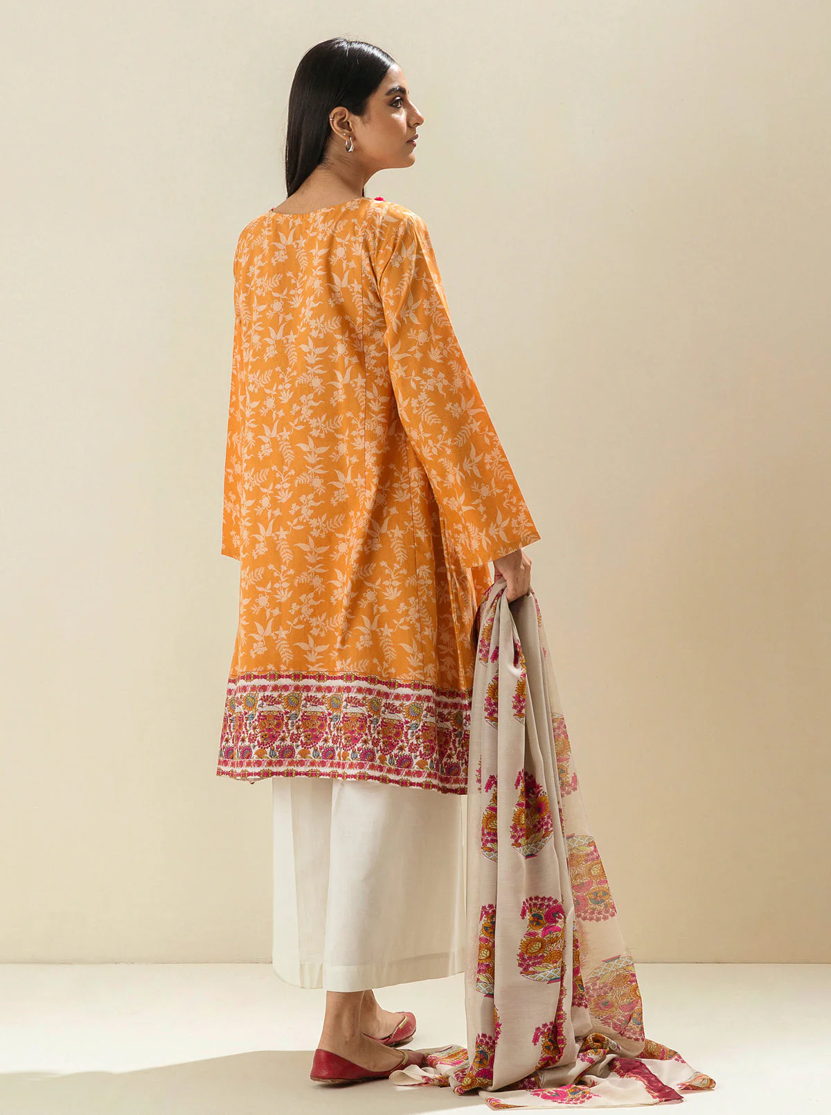 2 PIECE - EMBROIDERED PRINTED LAWN SUIT - AMBERGLOW - Image 3