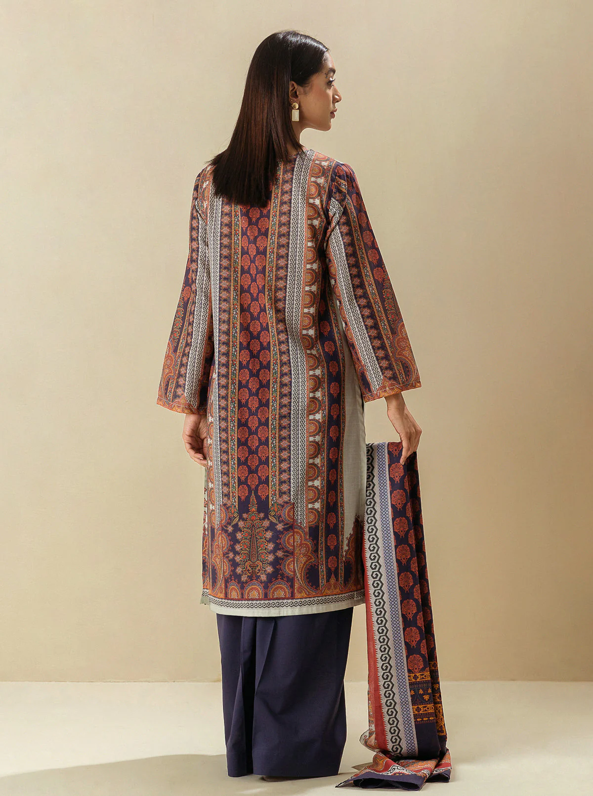 3 PIECE - PRINTED LAWN SUIT - BLUE MIRAGE - Image 3