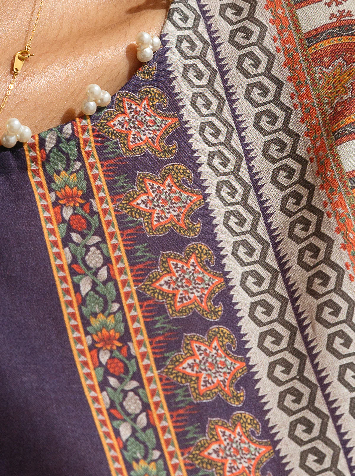 3 PIECE - PRINTED LAWN SUIT - BLUE MIRAGE - Image 4