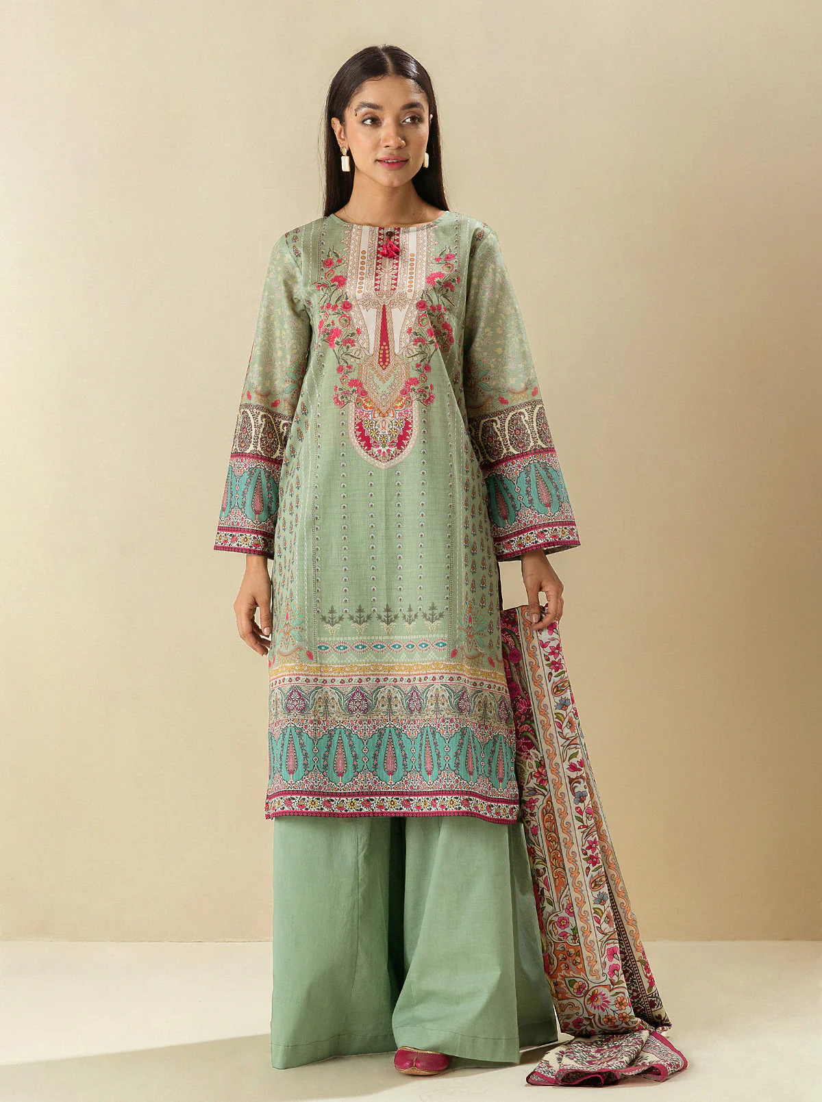 3 PIECE - PRINTED LAWN SUIT -FROSTY SPRUCE - Image 2