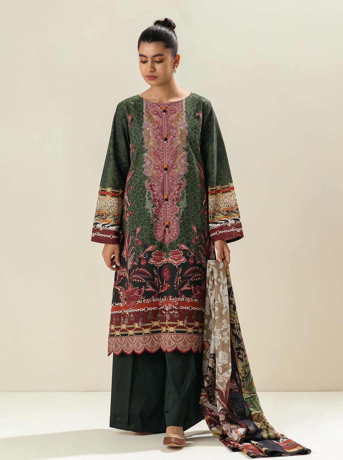 3 PIECE - PRINTED LAWN SUIT - EDEN FIR - Image 5