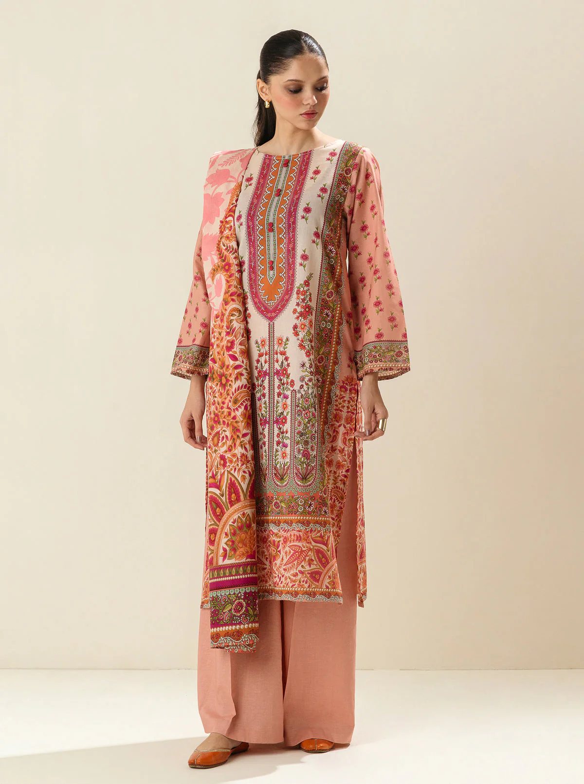 3 PIECE - PRINTED LAWN SUIT - ROSE OF SHARON - Image 5