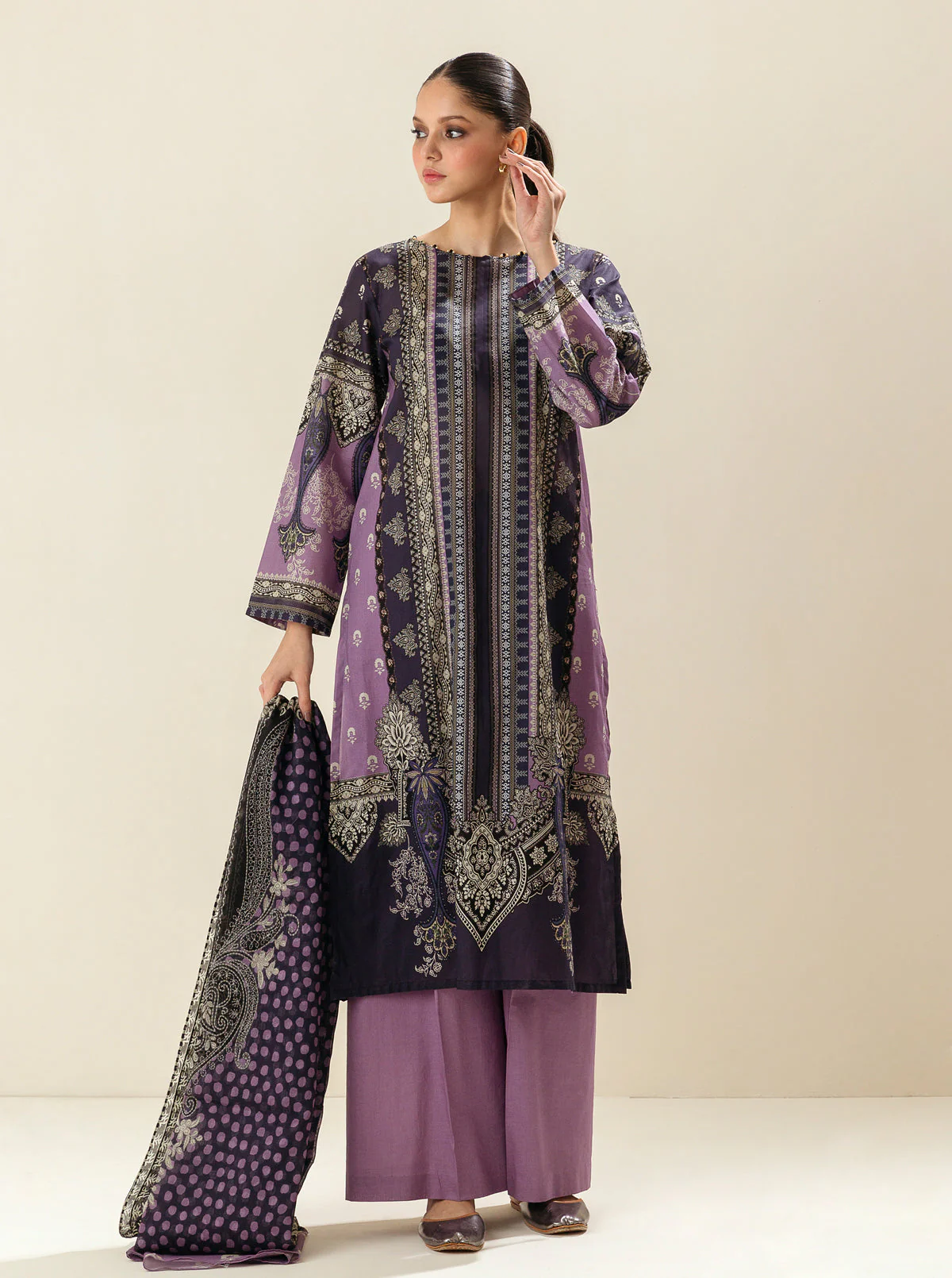 3 PIECE - PRINTED LAWN SUIT - CROWN JEWEL - Image 2
