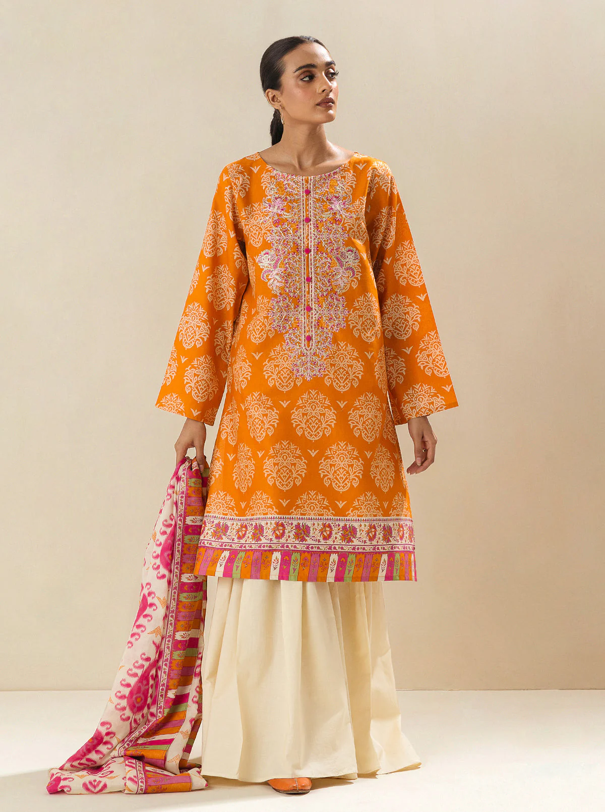 2 PIECE - EMBROIDERED LAWN SUIT - MANDARIN CLOUD - Image 2