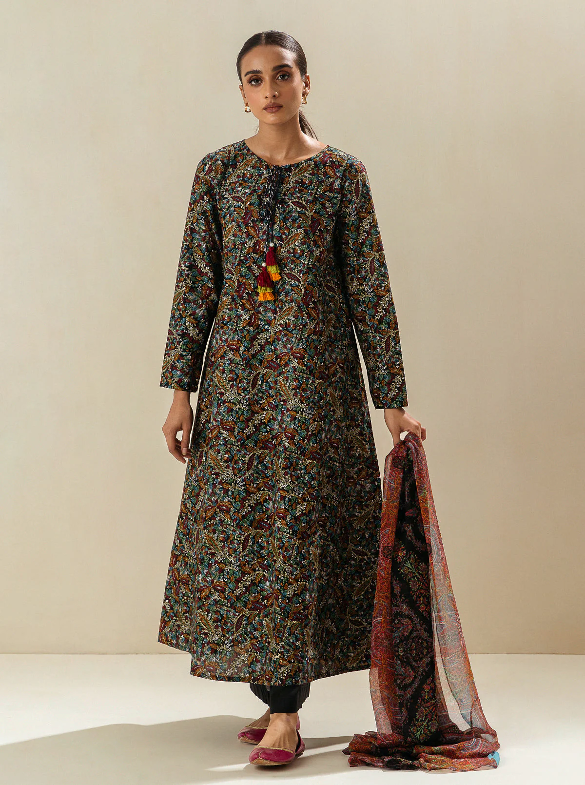 2 PIECE - PRINTED LAWN SUIT - QUEEN OF NIGHT - Image 2