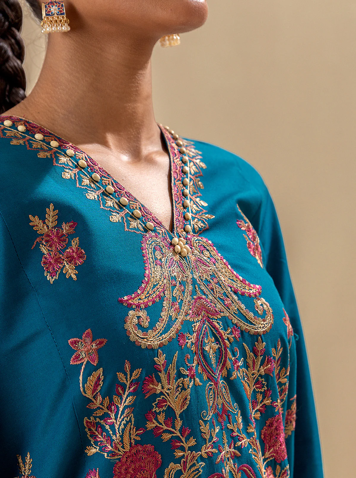 3 PIECE EMBROIDERED LAWN SUIT-OCEAN DEPTHS (UNSTITCHED) - Image 6
